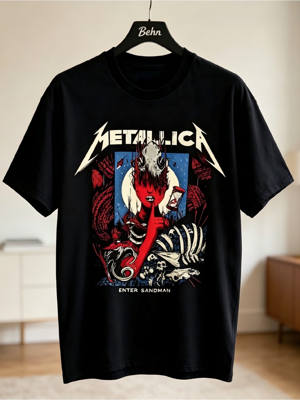 Metallica Enter Sandman Heavy Metal Fan Womens Mens T-shirt Unisex Black